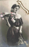 FETE ET VOEUX - Bonne Fête - Plateau De Fleurs - Jeune Femme - Carte Postale Ancienne - Moederdag