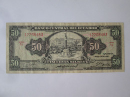 Ecuador 50 Sucres 1980 Banknote Rare Year & Signature 3 - Ecuador