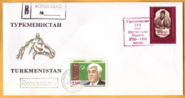 1993 Turkmenistan  Achkhabad Poet Makhtumkuli, President Niyazov Cover Used - Turkménistan
