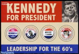 Nevis 2010 J.F. Kennedy 4v M/s, Mint NH, History - Various - American Presidents - Round-shaped Stamps - St.Kitts-et-Nevis ( 1983-...)