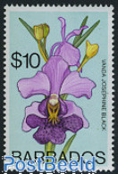 Barbados 1974 10$, Stamp Out Of Set, Mint NH, Nature - Flowers & Plants - Orchids - Barbades (1966-...)