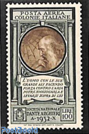 Italian Colonies 1932 Leonardo Da Vinci 1v, Mint NH, Science - Astronomy - Inventors - Physicians - Art - Sculpture - Astrologie
