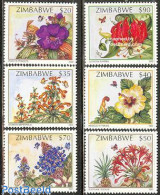 Zimbabwe 2002 Flowers, Butterflies 6v, Mint NH, Nature - Butterflies - Flowers & Plants - Zimbabwe (1980-...)