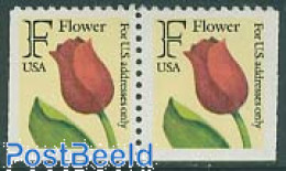 United States Of America 1991 Tulip Bottom Booklet Pair Perf. 11, Mint NH, Nature - Flowers & Plants - Ongebruikt