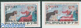 Philippines 1984 Holy Rosary 2v (red & Black Overprints) 1v Imperf., Mint NH, Religion - Religion - Philippines