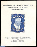 Brazil 1949 F.D. Roosevelt S/s (without WM), Mint NH, History - American Presidents - Neufs