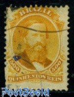 Brazil 1866 500R Gold-yellow , Used, Used - Oblitérés