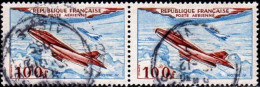 France Avion Obl Yv:30 Mi:987 Mystère IV Paire (cachet Rond) - 1927-1959 Gebraucht