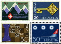 62167 MNH SUIZA 1968 EUROPA CEPT. LLAVE DORADA Y SELLOS DE PROPAGANDA - Echecs