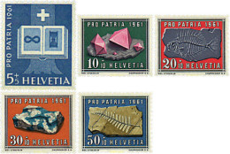 91320 MNH SUIZA 1961 PRO PATRIA. MINERALES Y FOSILES - Fossielen