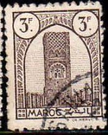 Maroc (Prot.Fr) Poste Obl Yv:216 Mi:200 Tour Hassan Dent 12 G.brillante (Beau Cachet Rond) - Moskeeën En Synagogen