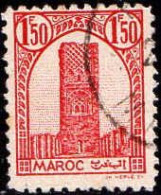 Maroc (Prot.Fr) Poste Obl Yv:213 Mi:197 Tour Hassan Dent 12 G.brillante (Beau Cachet Rond) - Moskeeën En Synagogen