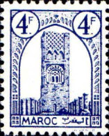 Maroc (Prot.Fr) Poste N** Yv:217 Mi:201 Rabat Tour Hassan Dent 12 G.brillante - Moskeeën En Synagogen
