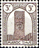 Maroc (Prot.Fr) Poste N** Yv:216 Mi:200 Rabat Tour Hassan Dent 12 G.brillante - Moskeeën En Synagogen