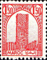 Maroc (Prot.Fr) Poste N** Yv:213 Mi:197 Rabat Tour Hassan Dent 12 G.brillante - Moskeeën En Synagogen