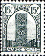 Maroc (Prot.Fr) Poste N** Yv:221 Mi:205 Rabat Tour Hassan Dent 12 G.brillante - Moskeeën En Synagogen