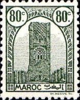 Maroc (Prot.Fr) Poste N** Yv:210B Mi:194B Tour Hassan Dent.12 Gom.mate - Moskeeën En Synagogen