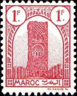Maroc (Prot.Fr) Poste N** Yv:211 Mi:195 Tour Hassan Dent 12 G.brillante - Moskeeën En Synagogen