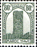 Maroc (Prot.Fr) Poste N** Yv:210 Mi:194 Rabat Tour Hassan Dent 12 G.brillante - Moskeeën En Synagogen