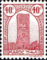 Maroc (Prot.Fr) Poste N** Yv:206 Mi:190 Tour Hassan Dent 12 G.brillante - Moskeeën En Synagogen