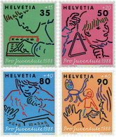 37065 MNH SUIZA 1988 PRO INFANCIA - Félins