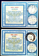 SWITZERLAND 1974, PRILLY & STEINMAUR 2 DIFF CITY CANCEL,  2 DIFF FACE VALUE INDIA IRC,  98 PAISE & 1 RUPEE, JUHU BOMBAY - Briefe U. Dokumente