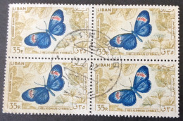 Asie 229 Liban PA 1965 Papillons  Bloc De 4 Oblitéré - Liban