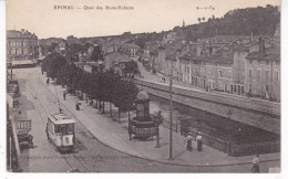 Jolie CPA Epinal, Vosges, Quai Des Bons-Enfants, Tramway Animation - Epinal