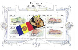 GHANA 1992 Trains MAQUINAS TREN LOCOMOTIVES BLOC 6V - Ghana (1957-...)