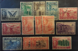 SARAWAK Malaya 1950 - 1952 King George VI,  14 Timbres Avec Nuances Neufs * / O Entre Yvert No 172 - 183 , TB - Sarawak (...-1963)
