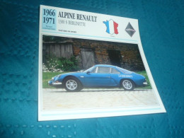 Voitures De Sport - Alpine 1300 S Berlinette - Moteur Renault-Gordini, 4 Cylindres En Ligne - France - Fiche Technique - - Sonstige & Ohne Zuordnung