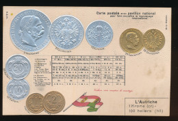 L'AUTRICHE  - COINS AND FLAG  GAUFRRE  EMBOSSED - Münzen (Abb.)