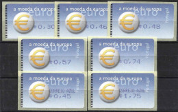 PORTUGAL, 2002, SÍMBOLO DO EURO. Máquina Amiel, MF ETQ 23Ag + ETQ23Ai, MNH (CAT.105€) - Machine Labels [ATM]