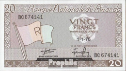 Ruanda Pick-Nr: 6e Bankfrisch 1976 20 Francs - Rwanda