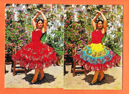 31836 /  ◉  GERONA Cataluña Lot De 2 CP Brodées Tissées DANSEUSE CATALANE Région GERONE 1980s Espagne - Gerona
