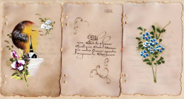 38720  /  Superbe Rare Ennsemble 3 Cartes Postales CELLULOID Peinte écrite Main LIEVIN 3 Aout ROSA à LUCILE Souvenir - Cartoline Porcellana