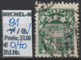 1923 - Lettland - FM/DM "Staatswappen" 4 S Grün - O  Gestempelt  - S.Scan  (ltv 91o) - Lettonie