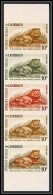 92873 Cameroun N°348 A Lion Animaux Animal Essai Proof Non Dentelé ** (MNH Imperf) Bande 5 Strip - Félins