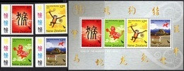 Nouvelle-Zélande New Zealand 3163/66 Et Bf 331 Année Lunaire Du Singe, Zodiaque Chinois - Astrologie