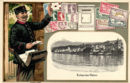 PC STAMPS, EVIAN LES BAINS, Vintage EMBOSSED Postcard (b47910) - Post & Briefboten