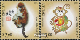 Aitutaki 938-939 (kompl.Ausg.) Postfrisch 2015 Jahr Des Affen - Aitutaki