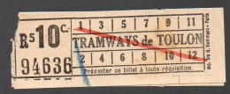 Toulon (83 Var)   Ticket  10c De Tramway  (PPP50015) - Europa