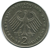 2 DM 1969 D K. ADENAUER BRD DEUTSCHLAND Münze GERMANY #DB344.D.A - 2 Mark