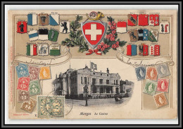 56871 N°66 Croix Cross Suisse Morges Le Casino Helvetia Swiss Carte Maximum Gaufrée Embossée 1905 Timbres - Maximum Cards