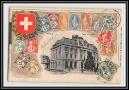 56870 N°66 Croix Cross Suisse Hotel De Poste Fribourg Helvetia Swiss Carte Maximum Gaufrée Embossée 1904 Timbres - Maximum Cards