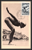 57161 N°323 Jeux Olympiques Olympics Londres Natation Swimming Fdc 12/7/1948 Hexagonal Monaco Carte Maximum Lemaire AGCL - Cartes-Maximum (CM)