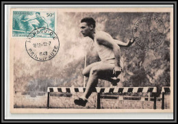 57158 N°319 Jeux Olympiques Olympic Games Londres Haies Hurdle Fdc 12/7/1948 Monaco Carte Maximum (card) Lemaire AGCL - Cartes-Maximum (CM)
