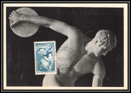 57155 N°321 Jeux Olympiques Olympics Londres Disque Discus Fdc 12/7/1948 Monaco Carte Maximum Collection Lemaire Braun - Cartes-Maximum (CM)