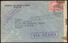 Uruguay 1943 - Lettre Par Avion / Cover Via Aerea / Via PANAIR - Pour TOULOUSE FRANCE - Censure - Uruguay
