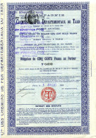 Compagnie Des CHEMINS De FER DÉPARTEMENTAUX Du TARN; Obligation - Spoorwegen En Trams